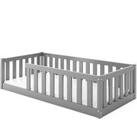 BODENBETT Bella 160x80 mit Rausfallschutz - Grau, Holz (80/160cm) - Interbeds