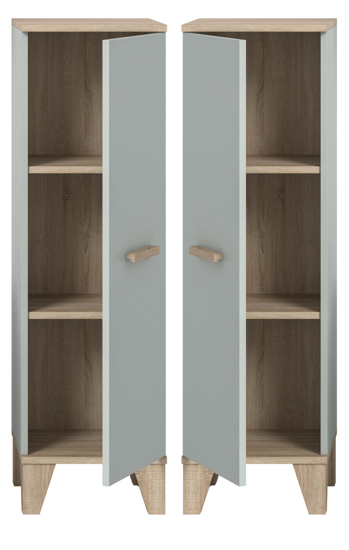 MIDISCHRANK grün, Eiche 34 x 116 cm, Bad Kommode skandinavisches Design - Eichefarben/Grün, Holzwerkstoff (34/116/31cm) - Inn.Furn