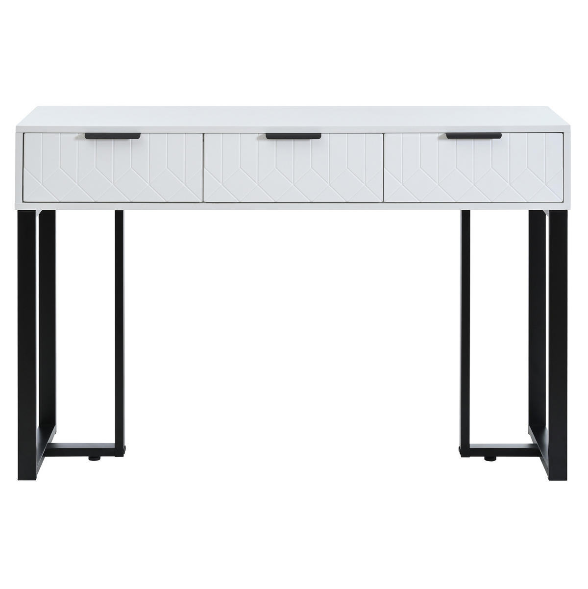 KONSOLENTISCH in Weiß/Schwarz mit Schubladen und goldfarbenem Metallgestell,120/36/80 cm - Schwarz, Holzwerkstoff (120/36/80cm) - Flora Grace