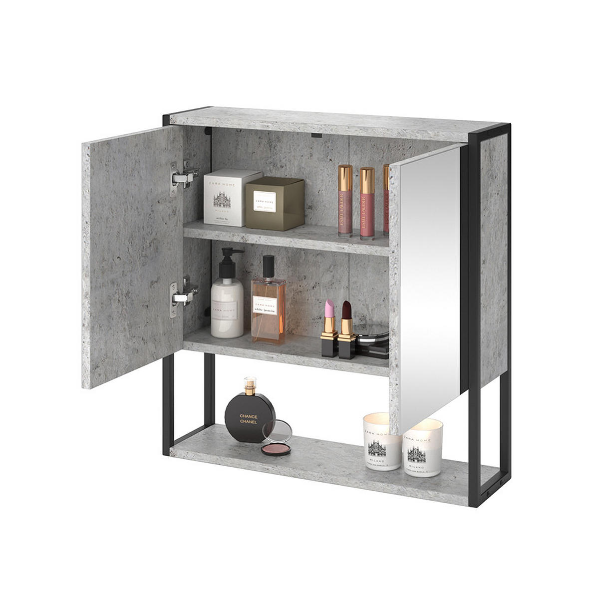 BADSPIEGELSCHRANK Fyrk Beton 60 x 60.6 cm - Grau, Holzwerkstoff (60/60.6/16cm) - Vicco