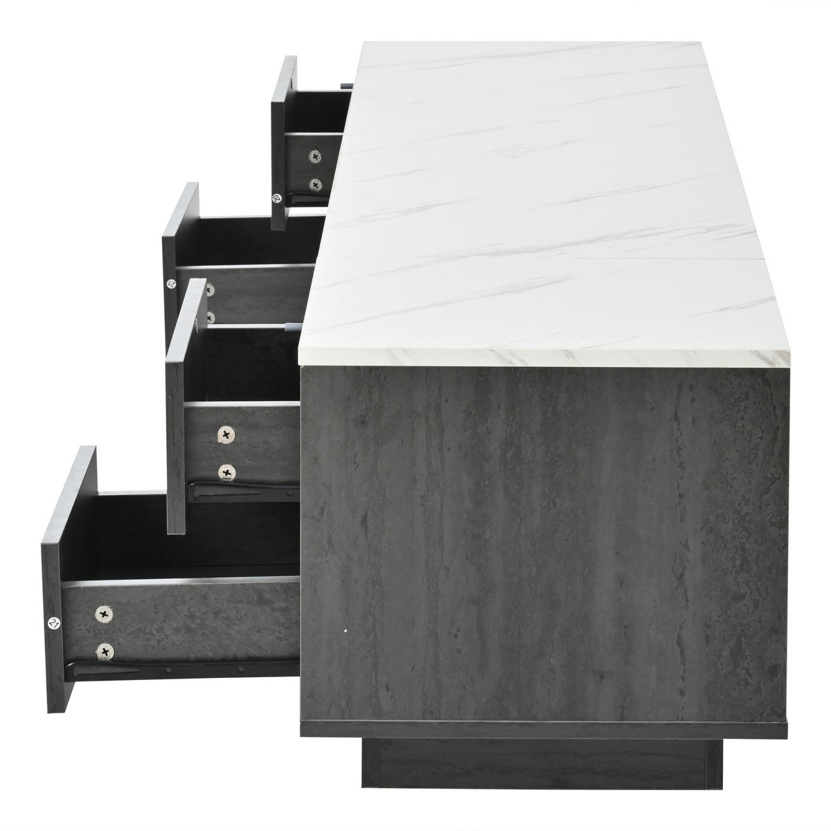 TV-SCHRANK 160cm Deluxe 70" TV Marmor Grau Push-to-Open - Grau, Holzwerkstoff (40/38.5/160cm) - FLIEKS