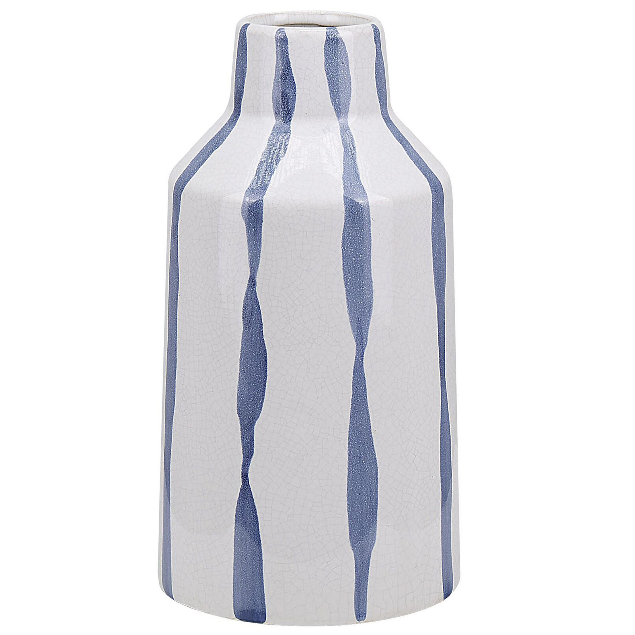 BLUMENVASE Steinzeug weiß Assus - Weiß, Stein (22cm) - Beliani