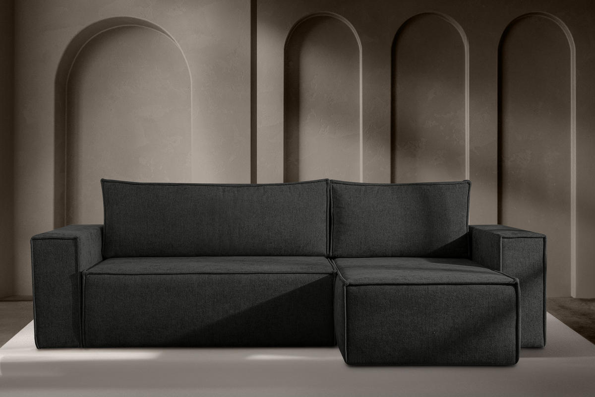 ECKSOFA-LINKS/RECHTS NAPI II mit Schlaffunktion, Anthrazit - Anthrazit, Textil (262/148cm) - KONSIMO®