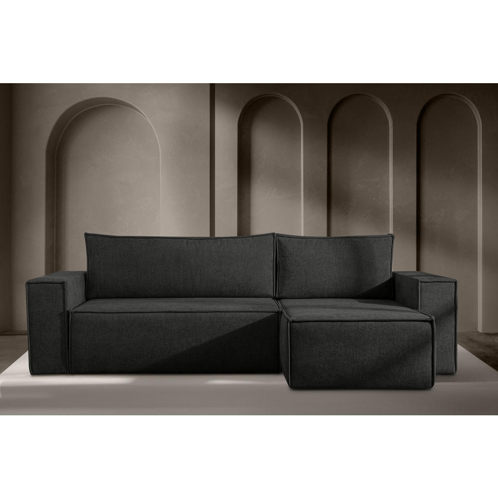 Thumbnail - Konsimo® Ecksofa-Links/Rechts, Anthrazit, Textil, L-Form, seitenverkehrt montierbar,L-Form, 262x148 cm, FSC 100%, Herges...