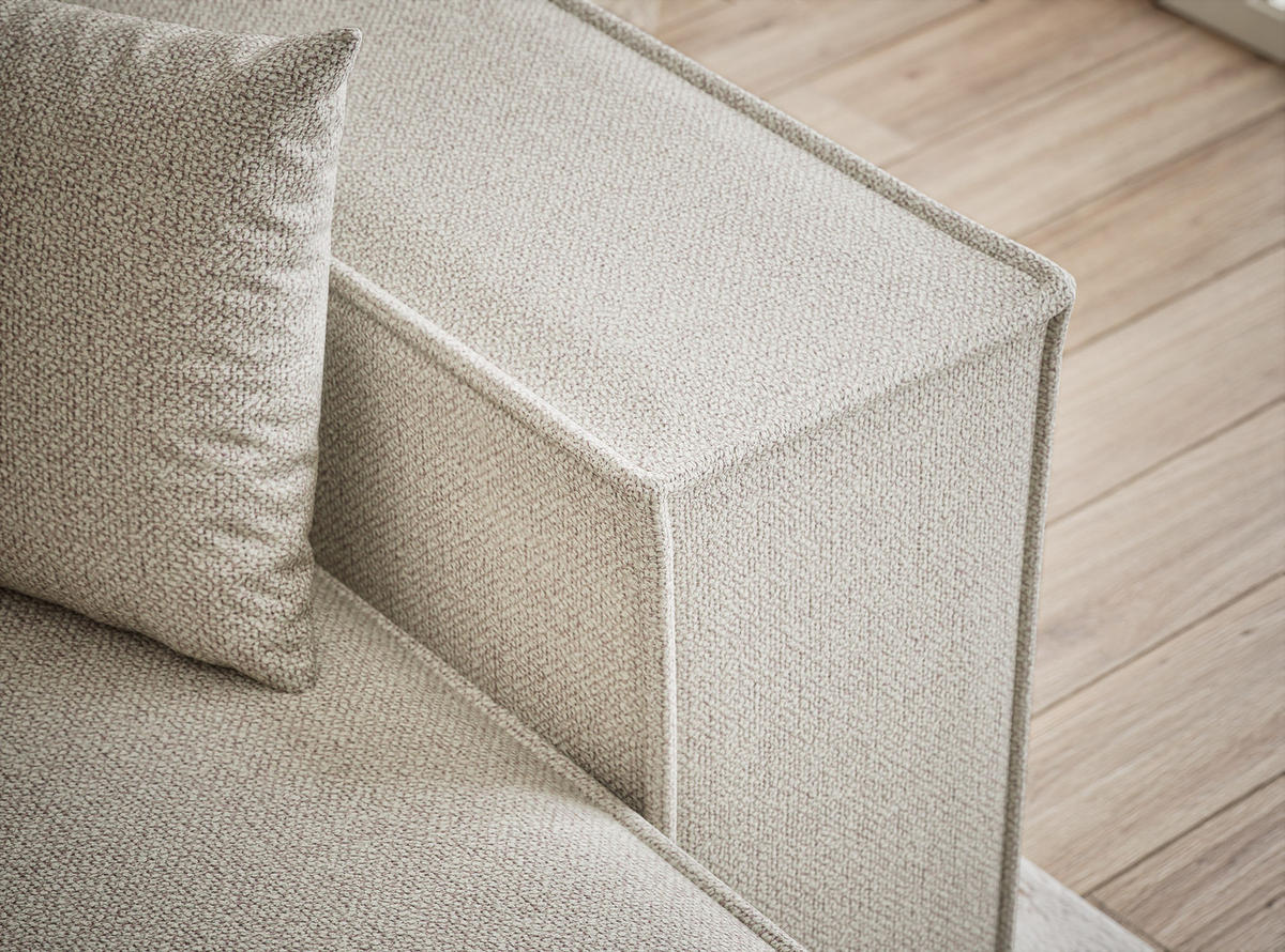 ECKSOFA MIT SCHLAFFUNKTION Zaya Beige Webstoff - Schwarz/Grau, Holz/Holzwerkstoff (255/148cm) - Maison de Reve