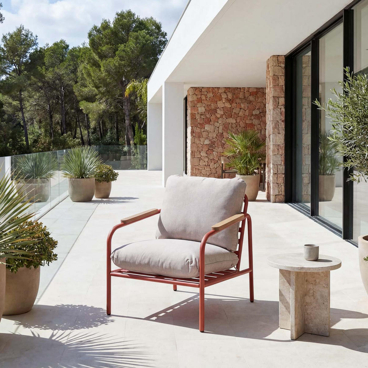 GARTENSESSEL Rot Kein Set-Set - Rot, Textil (68/81/88cm) - MCW