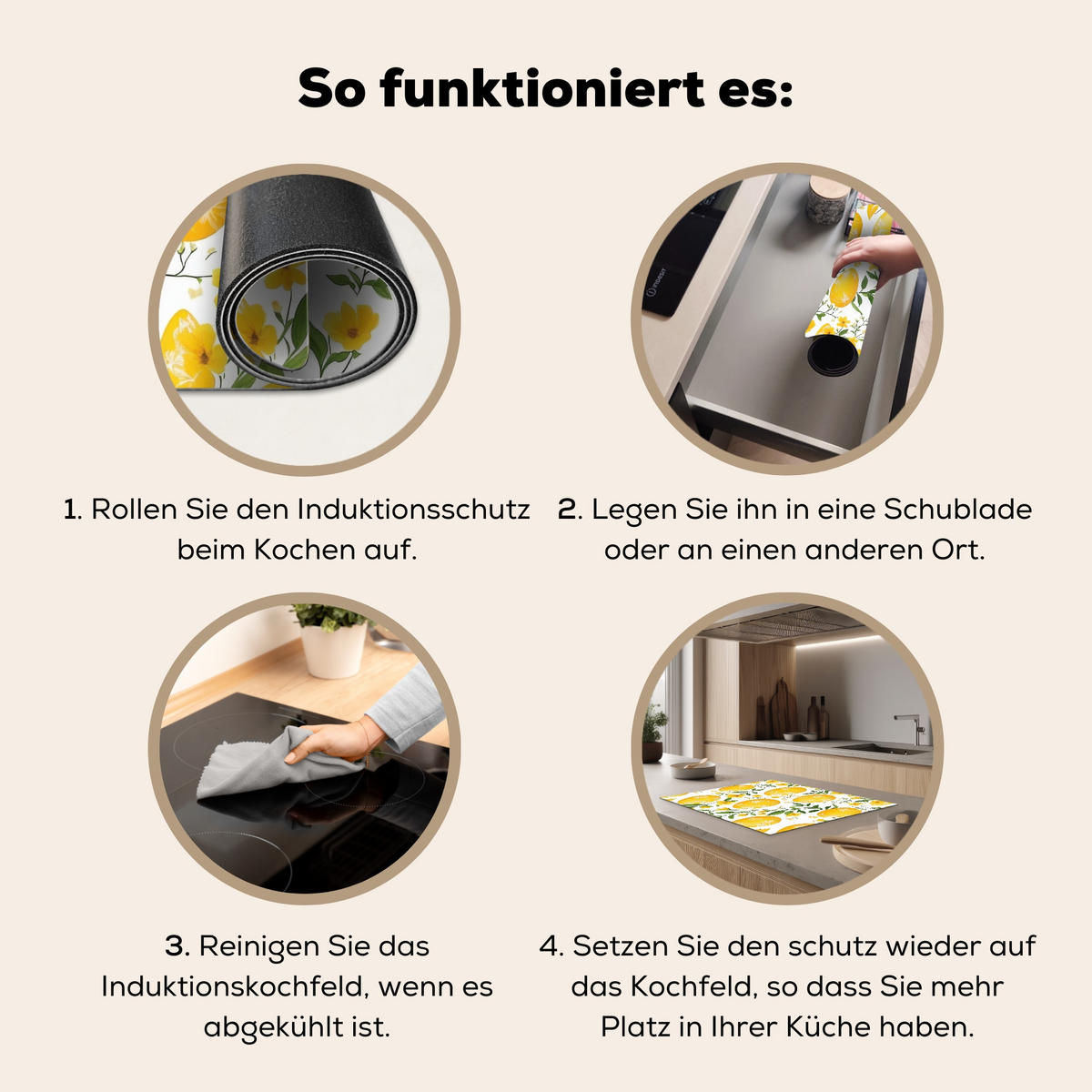 HERDABDECKPLATTE Blumen - Ostereier - Gelb Herdabdeckung Induktionsfeld 70x52 cm - Gelb, Kunststoff (70/52/0.2cm) - MuchoWow