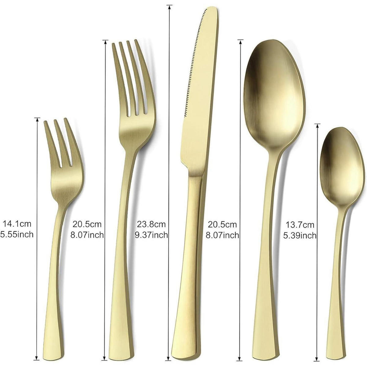 BESTECKSET 30-teilig Champagner Gold Matt - Goldfarben, Metall