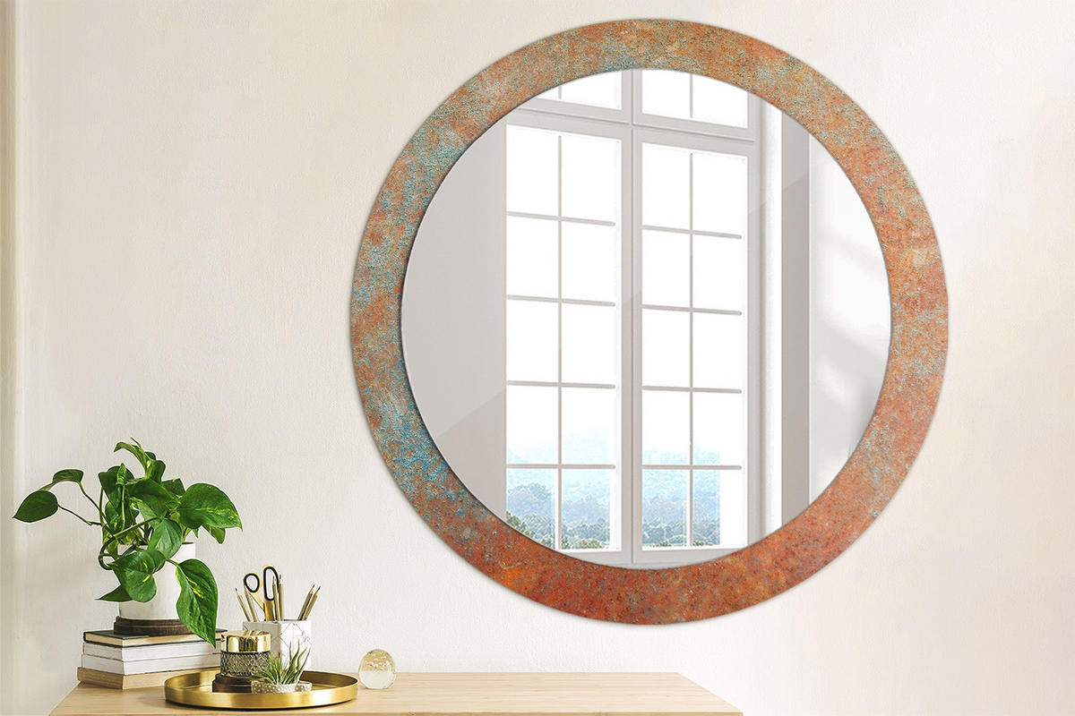 SPIEGEL Ø80 cm Rund mit Aufdruck - Orange, Glas (80/80/0.4cm) - TULUP