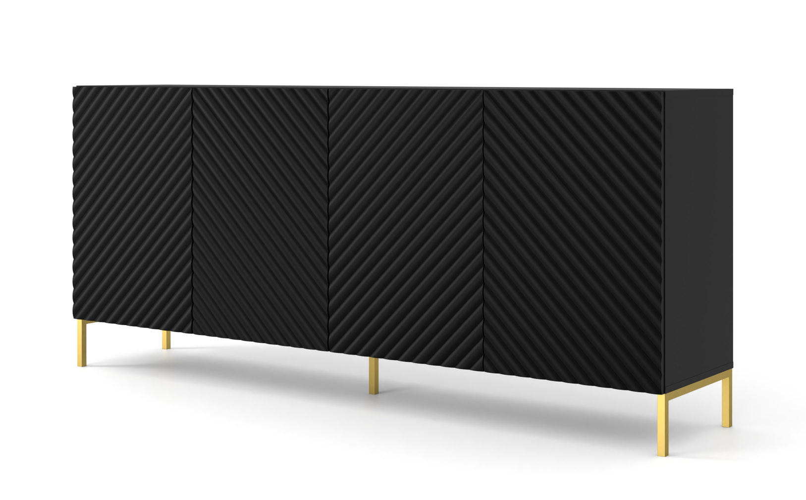 KOMMODE Schwarz, Gold 200/87/42 - Schwarz, Holzwerkstoff (200/87/42cm) - RAUMHIRSCH FURNITURE
