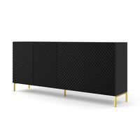 KOMMODE Schwarz, Gold 200/87/42 - Schwarz, Holzwerkstoff (200/87/42cm) - RAUMHIRSCH FURNITURE