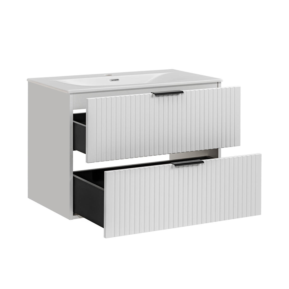 BADMÖBEL Adriel 2er-Set Weiß - Weiß, Holzwerkstoff (80.2/57/46cm) - Petits-meubles