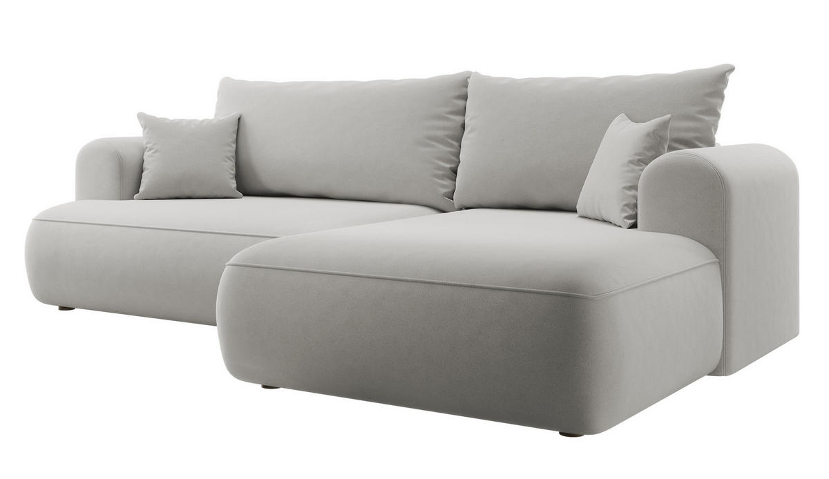 ECKSOFA Ovo Grau Velours - Schwarz/Grau, Kunststoff/Textil (260/165cm) - Selsey
