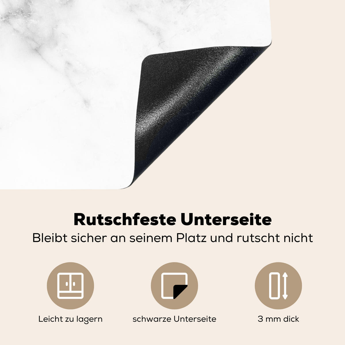HERDABDECKPLATTE Marmor - Grau - Weiß - Strukturierter Marmor 59x51 cm - Weiß, Kunststoff (59/0.2/51cm) - MuchoWow