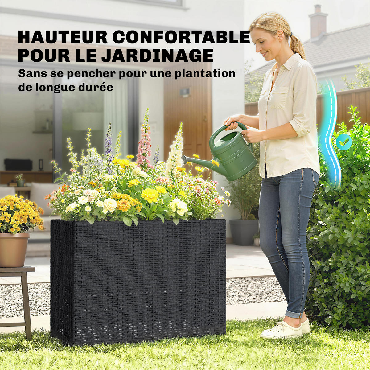 HOCHBEET DE-16060 höhenverstellbar Schwarz - Schwarz, Metall (81/58/28cm) - ComfortXL