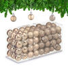 96-TLG.WEIHNACHTSKUGELN-SET - Beige, Kunststoff (3/4/3cm) - Relaxdays