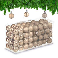 96-TLG.WEIHNACHTSKUGELN-SET - Beige, Kunststoff (3/4/3cm) - Relaxdays