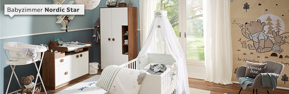 Babyzimmer Nordic Star weiß braun