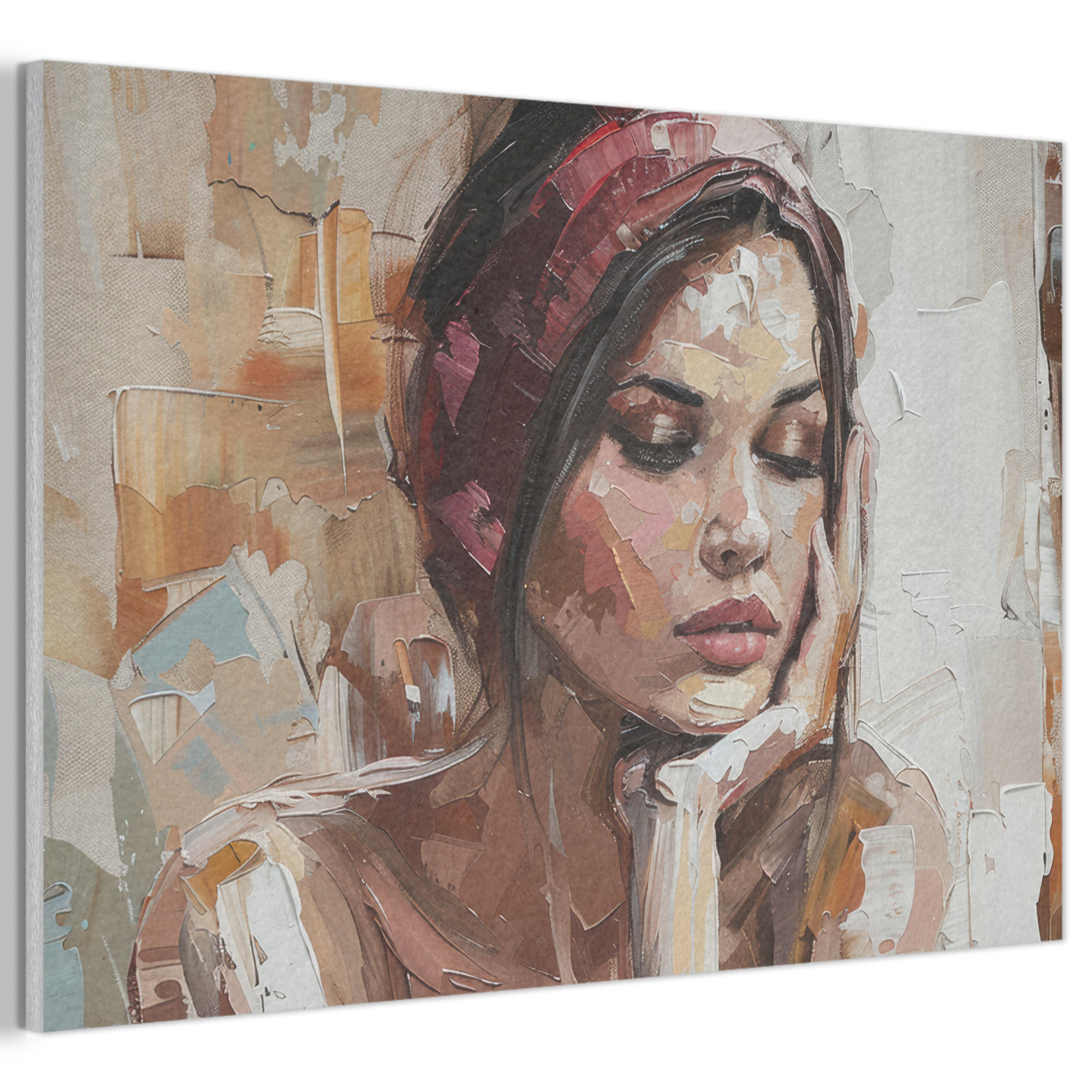 AKUSTIKBILD Frau - Lackierung - Porträt - Modern Akustikpaneele 90x60 cm - Altrosa, Kunststoff (90/60/0.9cm) - MuchoWow