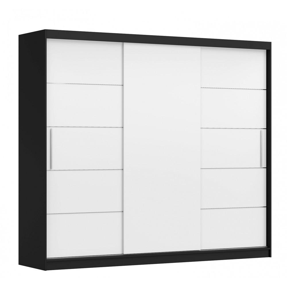 imoebel24 Schwebetürenschrank Schwarz, Weiß 250x218x61 cm