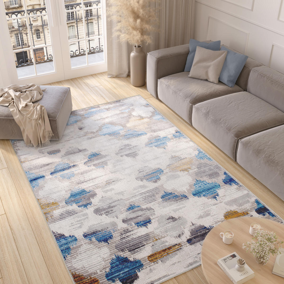 TEPPICH VALLEY Grau Blau 80/150 cm - Blau, Textil (80/150cm) - Tapiso