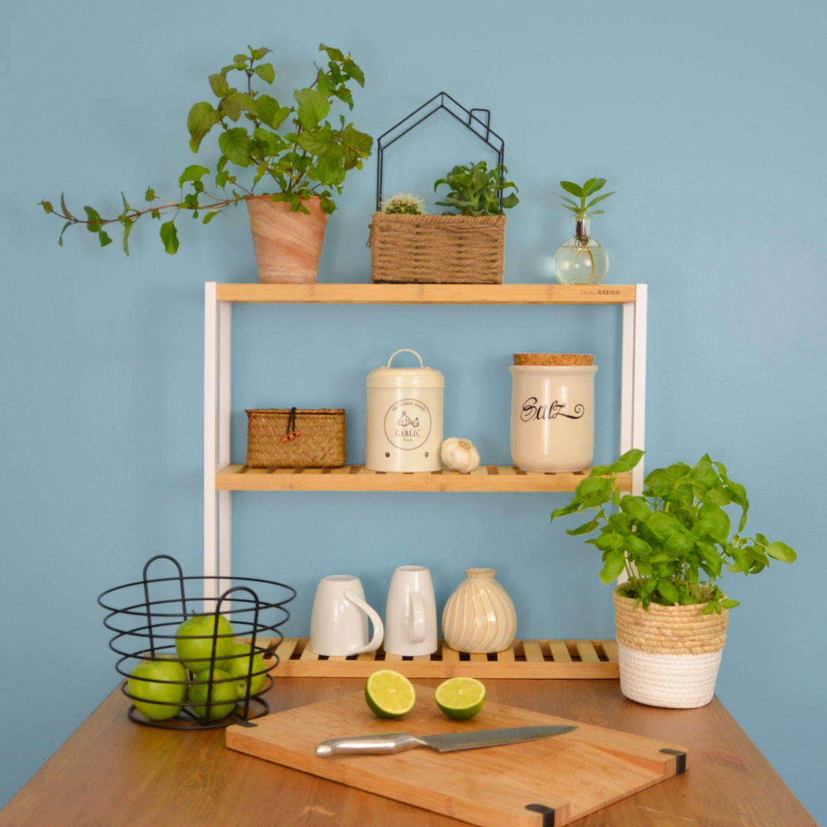 BAMBUS-WANDREGAL 60x54x15 cm - Braun, Holz (60/54/60cm) - Dunedesign