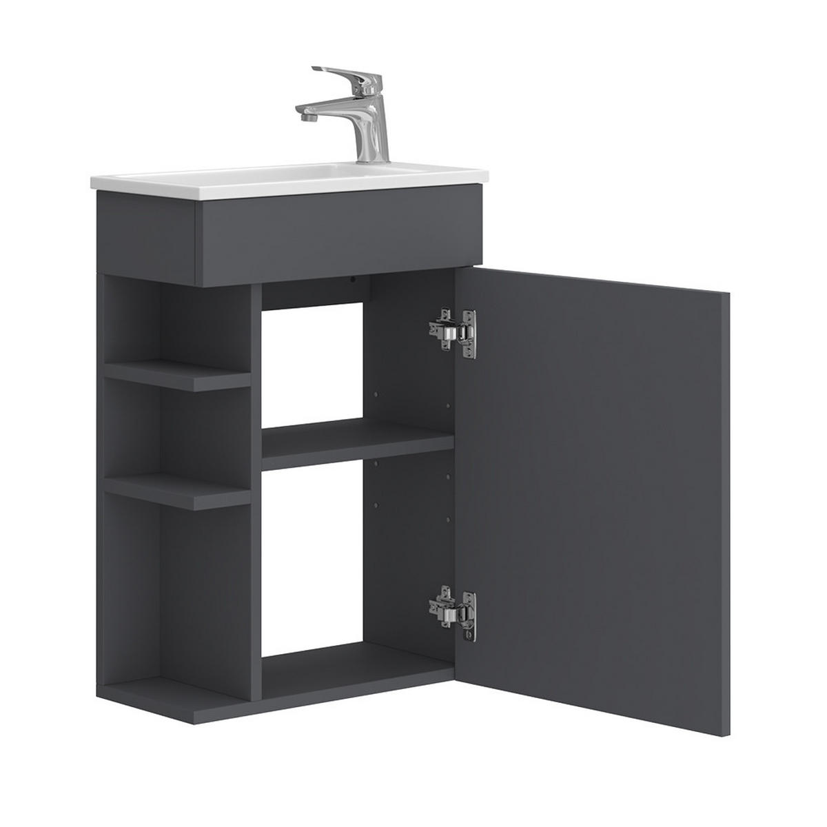 WASCHTISCHKOMBI Amadeo, Anthrazit/Weiß, 2 Teile, mit Waschbecken - Anthrazit, Holzwerkstoff (50/70/25cm) - Vicco