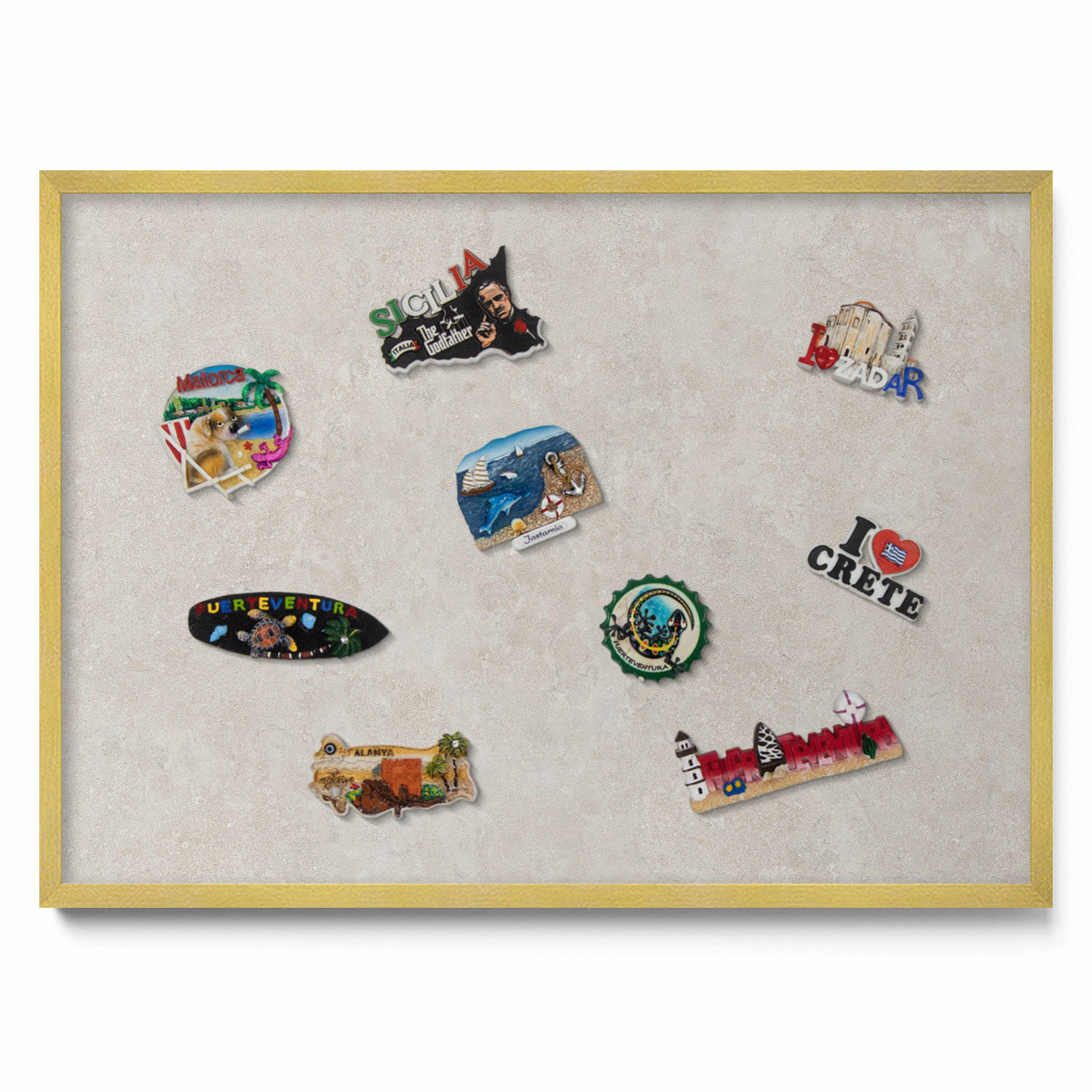 MAGNETTAFEL 70x50 cm Goldener Rahmen Dezente Sandsteinstruktur - Fango, Metall (70/50/0.4cm) - TULUP