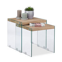 2XSATZTISCH - Multicolor, Glas/Holzwerkstoff (45/44.5/45cm) - Relaxdays