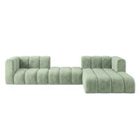 ECKSOFA Modulares In L-Form, Velvet-Stoff Riviera, Mintz, Rechts, GRAND 319 cm - Mintgrün, Holz (319/175cm) - Kaiser Möbel