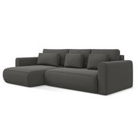 ECKSOFA mit Schlaffunktion Samt Stoff Grau - Dunkelgrau/Schwarz, Kunststoff/Textil (149/278cm) - LaMiaSofa
