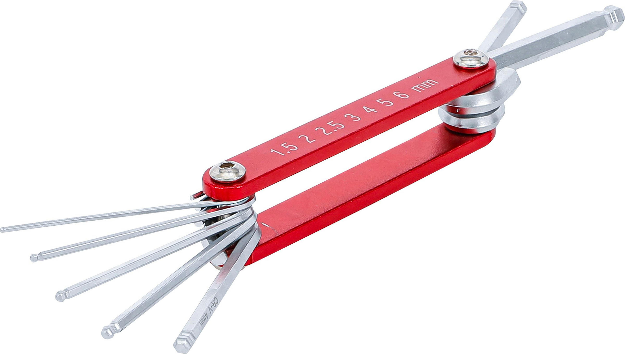 KLAPPSCHLÜSSEL | INNENSECHSKANT MIT KUGELKOPF 1,5 - 6 MM | 7-TLG. - Multicolor, Kunststoff/Metall (1/1cm) - BGS technic