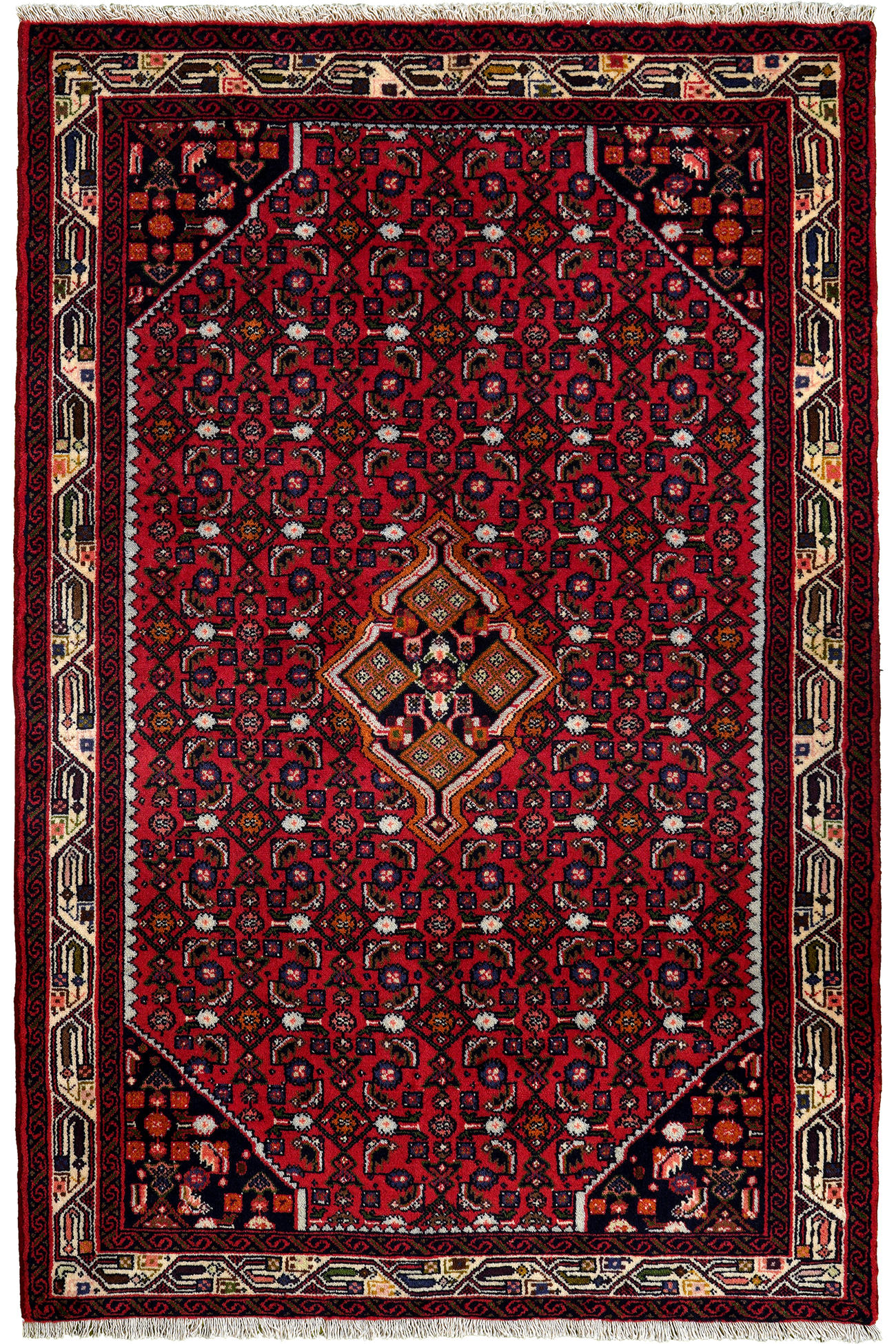 TEPPICH Assadabad Rot 161/106 cm Schurwolle - Rot, Textil (106/161cm) - Looma