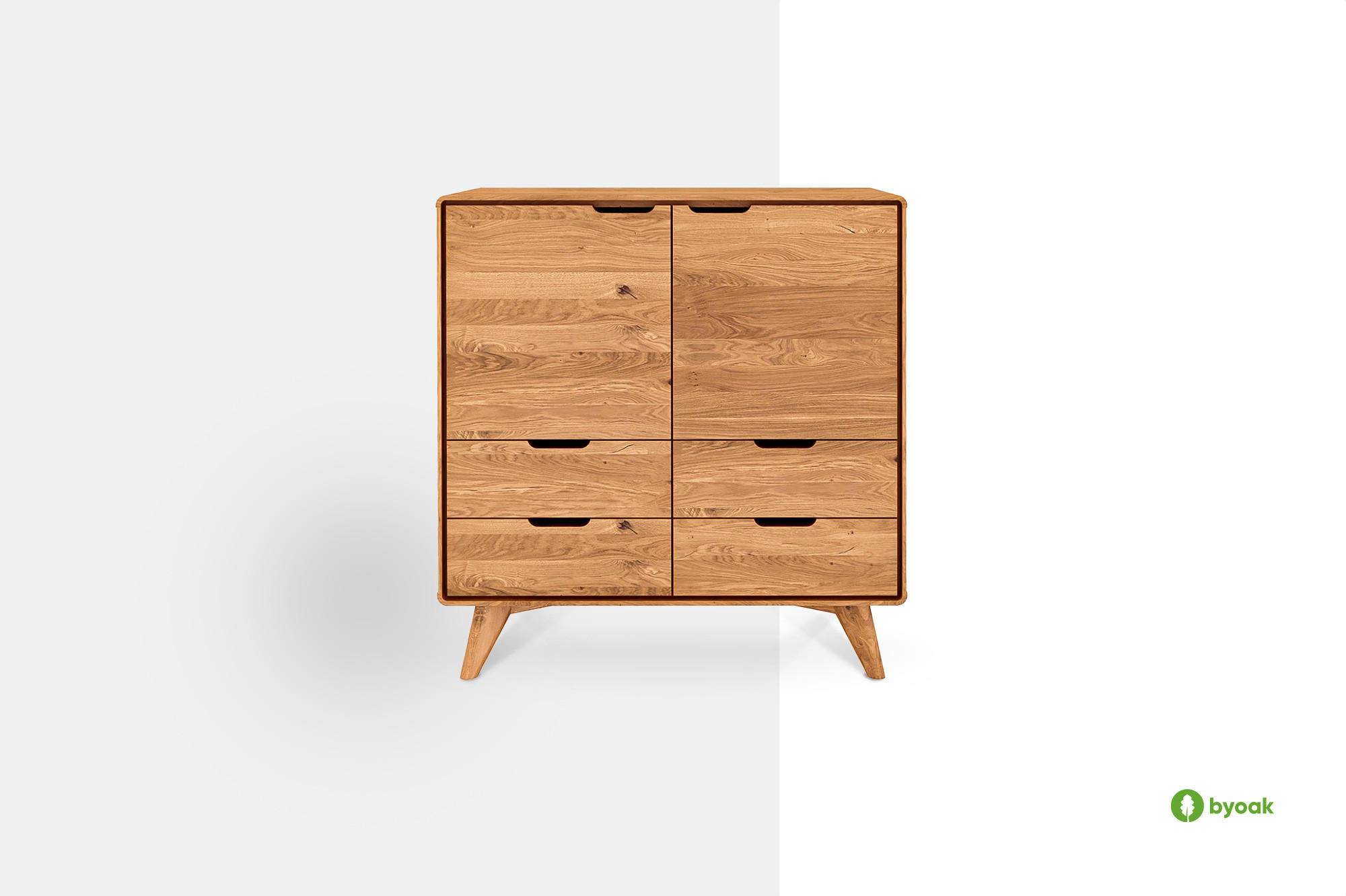 KOMMODE HOCH GREG Wildeiche - Wildeiche, Holz (90/92/40cm) - byoak