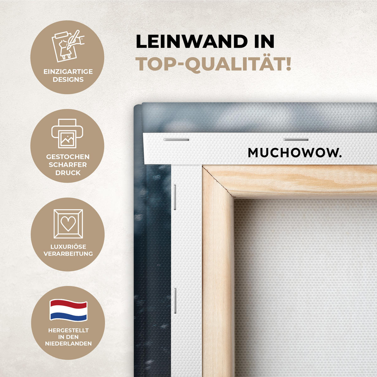 LEINWANDBILD Hirsche - Tiere - Landschaft - Winter - Schnee 50x50 cm - Kastanienfarben, Textil (50/50cm) - MuchoWow