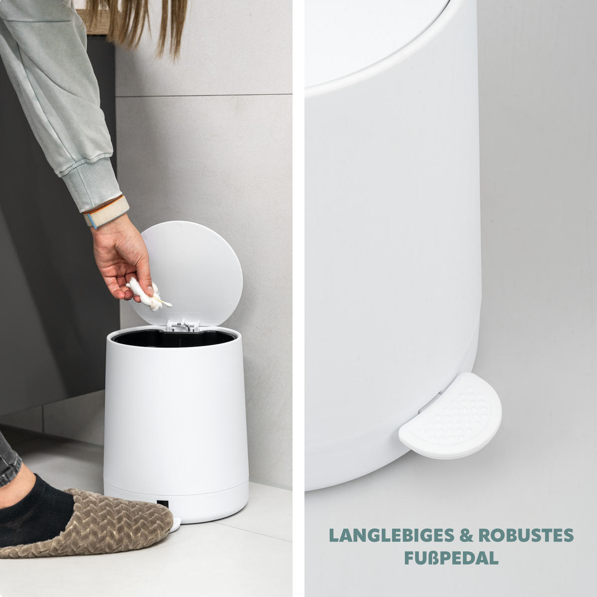 KOSMETIKEIMER TESERO, Kunststoff, weiß - Weiß, Kunststoff (22.5/25.5/25cm) - eluno