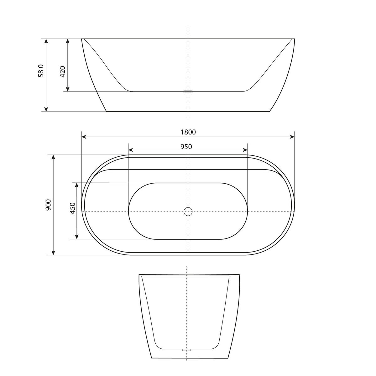 FREISTEHENDE Wanne F29 180x90cm Whirlpool Luft & Wasser Armatur AF05 - Weiß, Glas/Kunststoff (90/58/180cm) - AcquaVapore by Sandra Jentho
