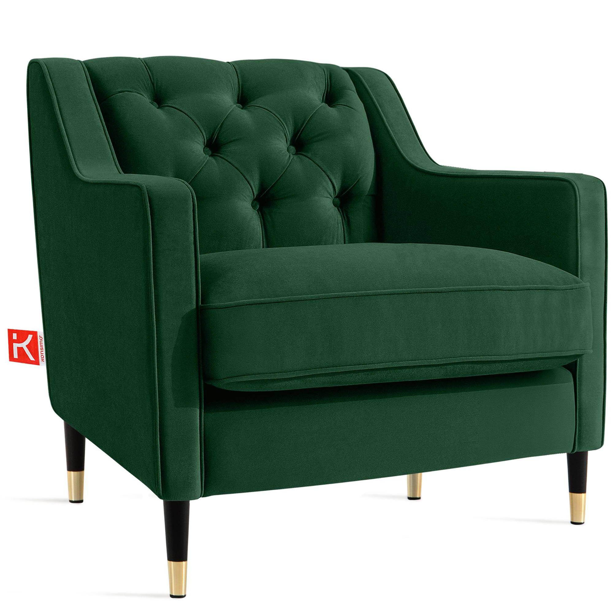 SESSEL NOMUS Kunstleder, gesteppt, Dunkelgrün - Wengefarben/Dunkelgrün, Holz/Holzwerkstoff (77/78/80cm) - KONSIMO®