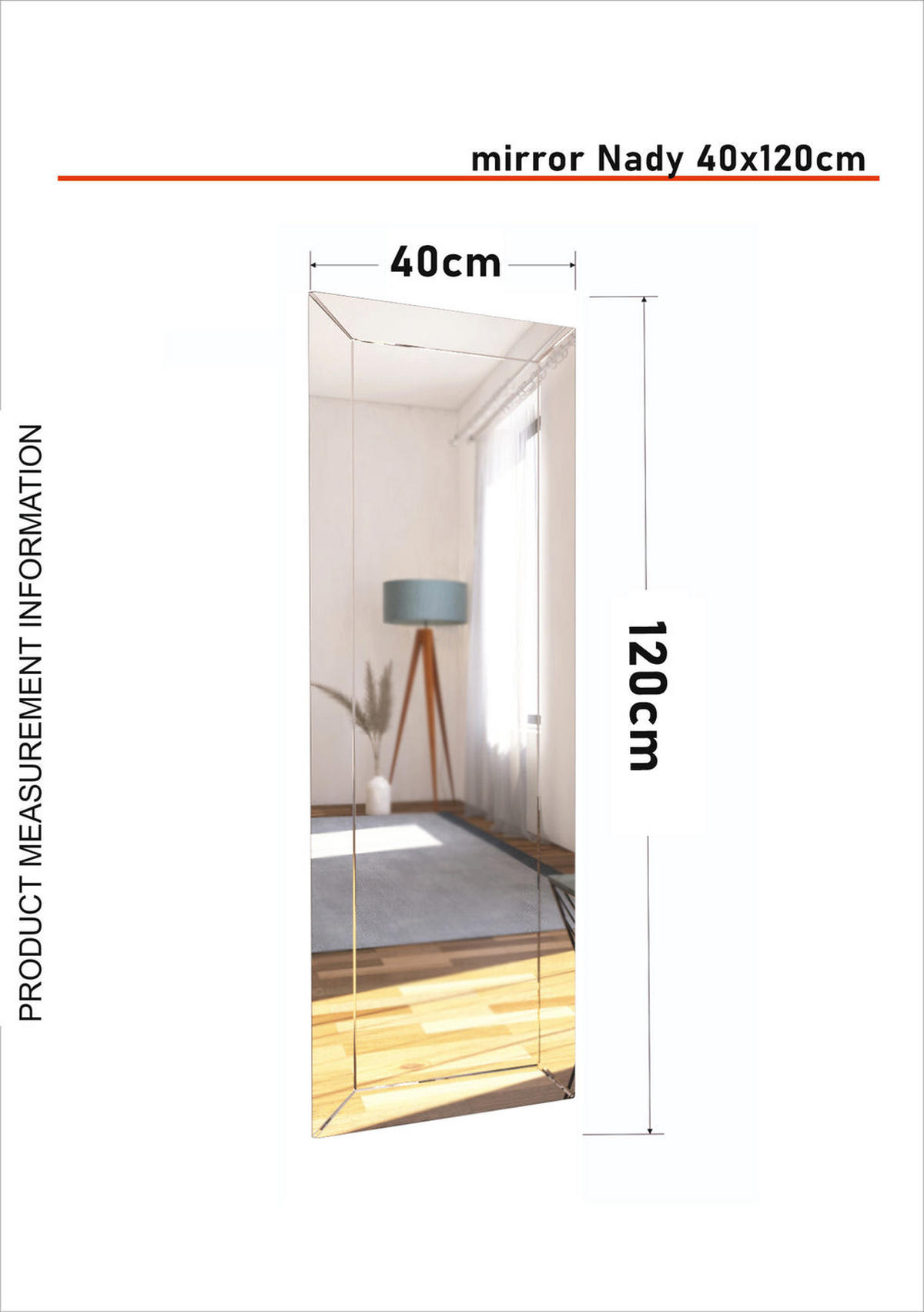 SPIEGEL Nady 40x120cm - Transparent, Holzwerkstoff (120/40/3.5cm) - moebel17