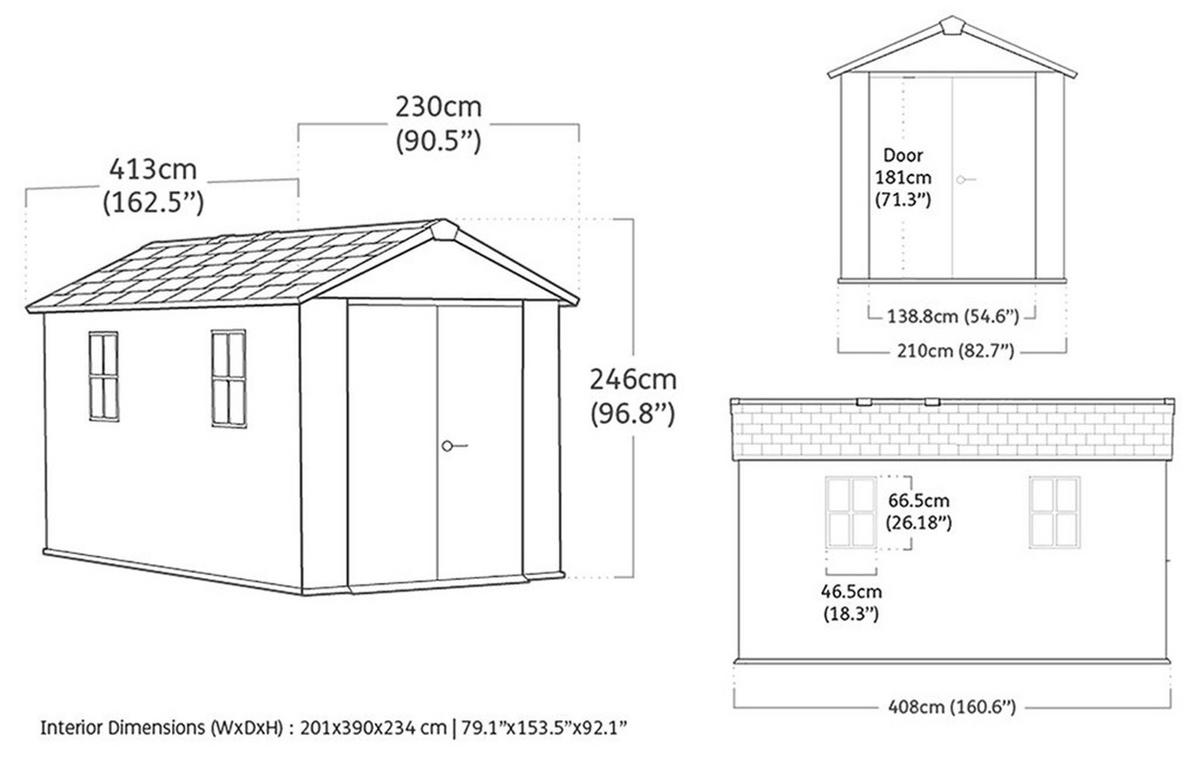 GARTENHAUS Newton - Grau, Kunststoff (413/246/230cm) - Keter