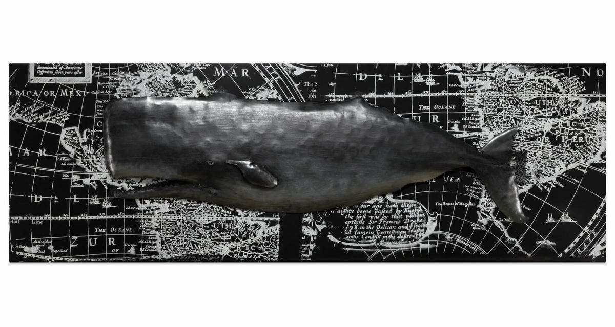 METALLBILD Schwarz 144/44 cm - Schwarz, Metall (144/44cm) - KUNSTLOFT