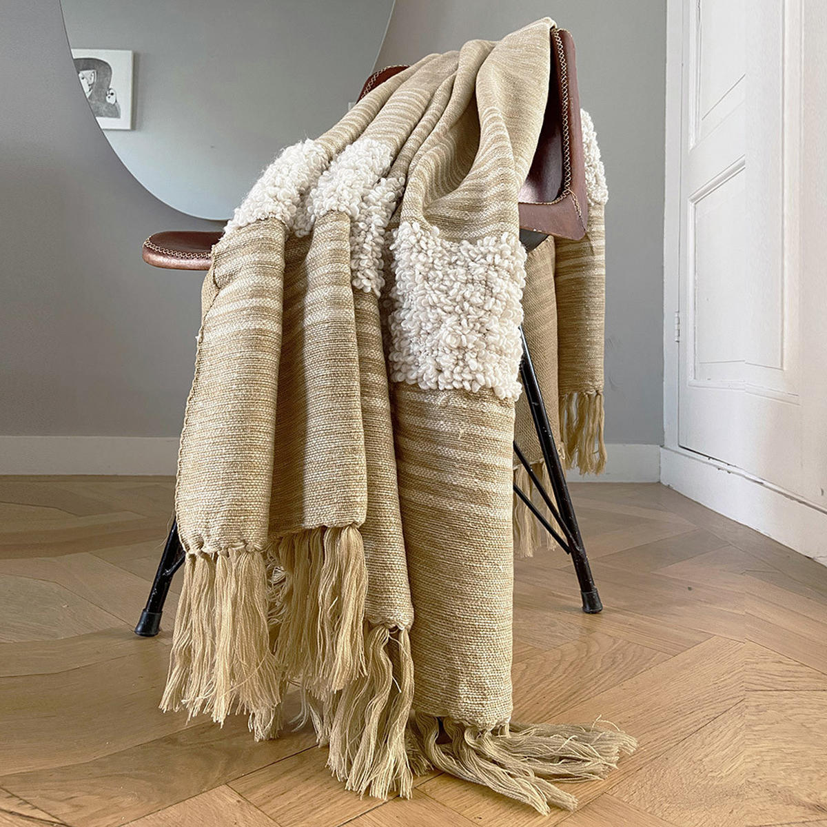 DECKE Tribal Cremefarben - Beige, Textil (125/150cm) - Malagoon
