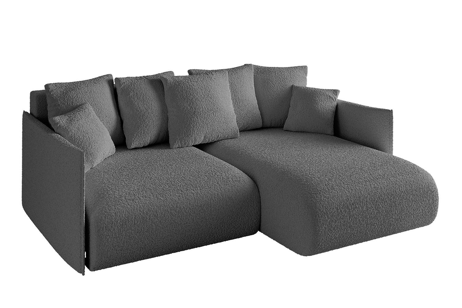 ECKSOFA Ottomane rechts ONESK-L 216x177x72 Grau Bouclé - Platinfarben/Grau, Holzwerkstoff/Kunststoff (177/216cm) - ALTDECOR