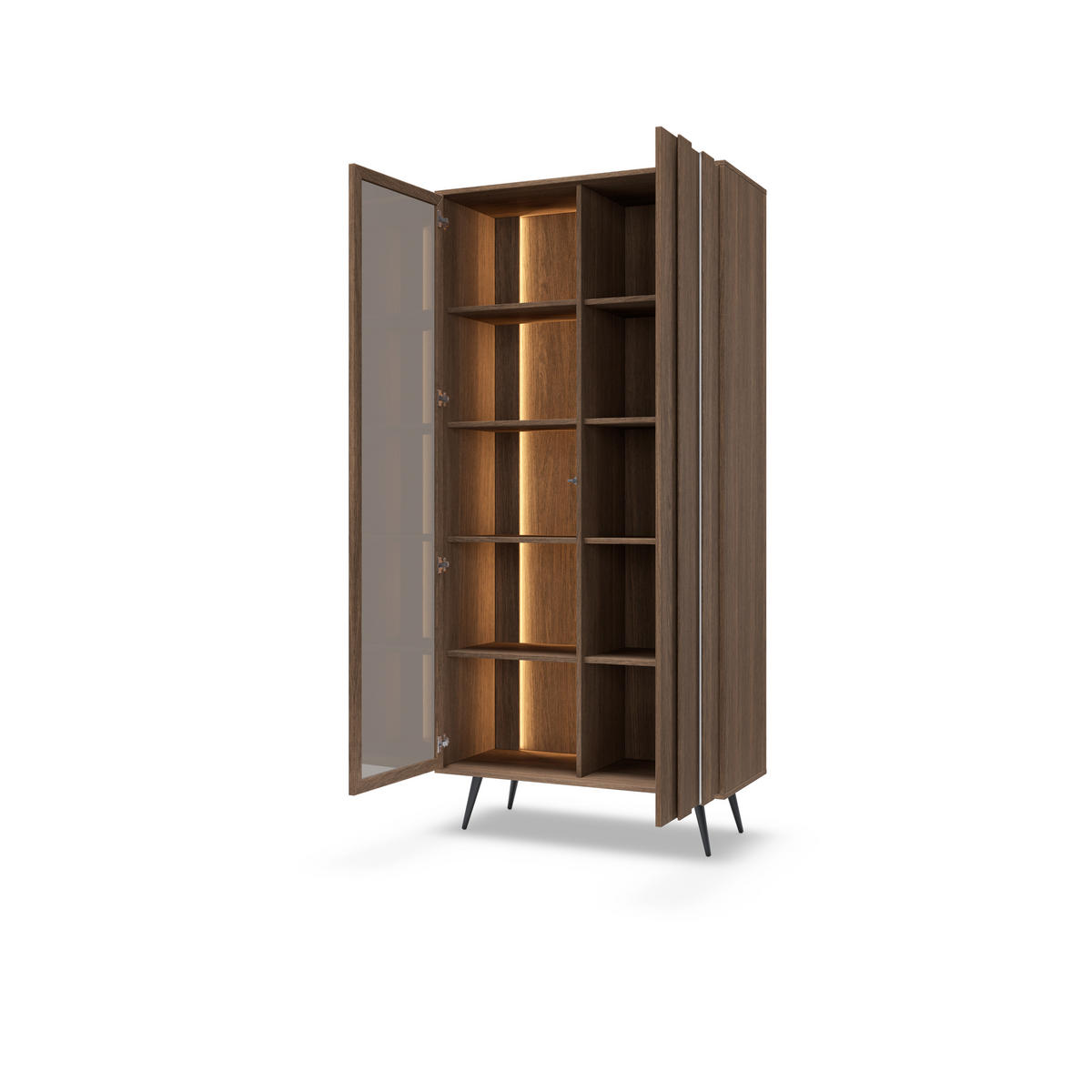 VITRINE: Dunin-Eiche, 93,5 x 196,4 x 40 cm - Eichefarben, Holzwerkstoff (93.5/196.4/40cm) - 3XE LIVING