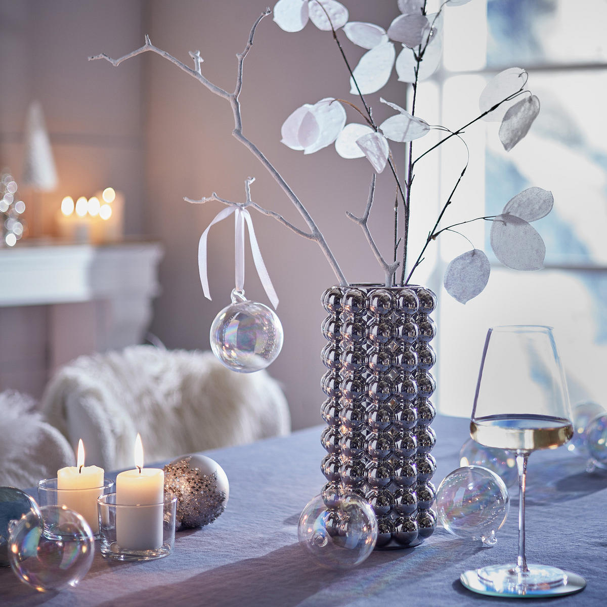 VASE Bubble - Silberfarben, Keramik (28cm) - Butlers