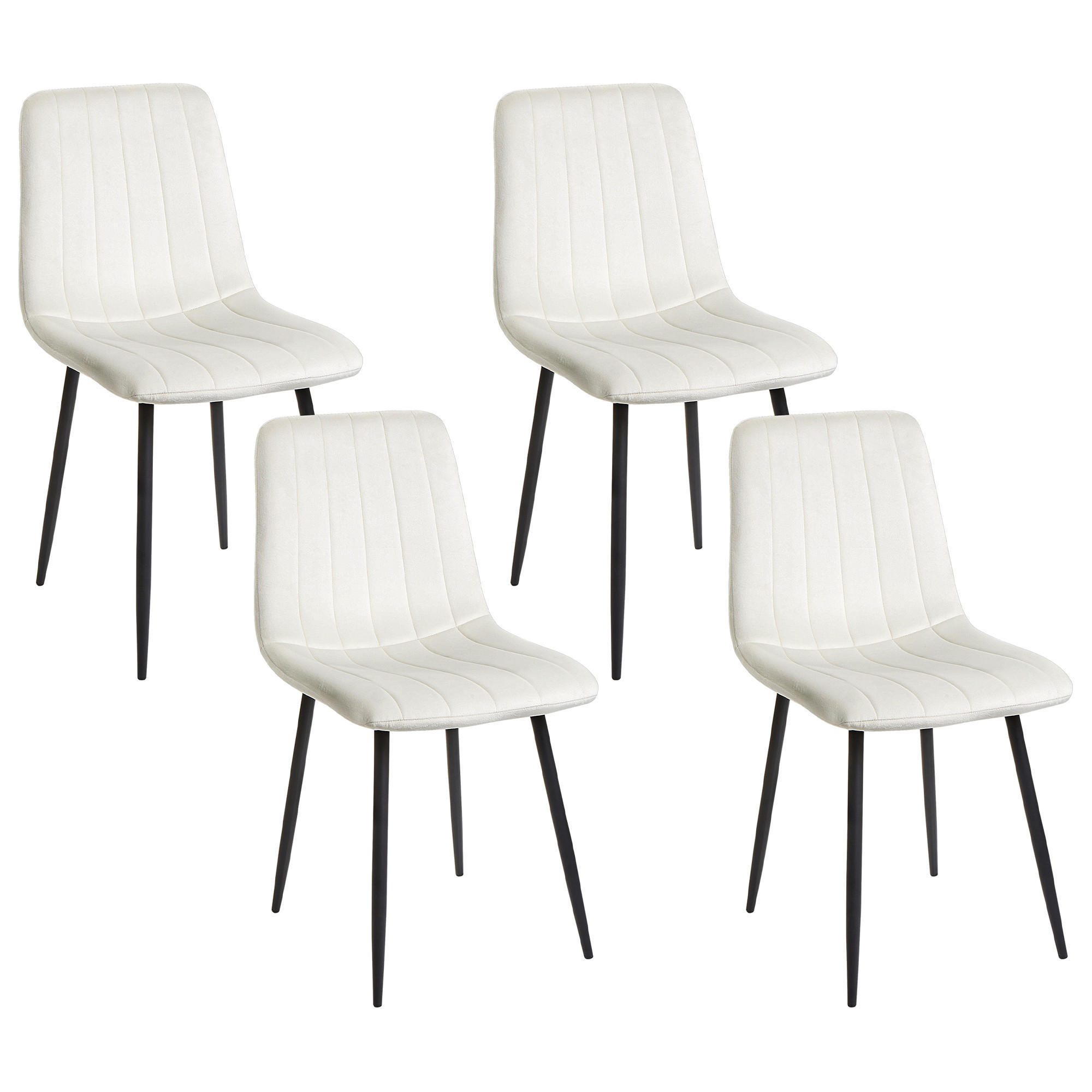 ESSZIMMERSTUHL 4er-Set Samtstoff Cremeweiß Kalispell - Schwarz/Weiß, Textil (45/88/62cm) - Beliani