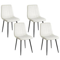 ESSZIMMERSTUHL 4er-Set Samtstoff Cremeweiß Kalispell - Schwarz/Weiß, Textil (45/88/62cm) - Beliani