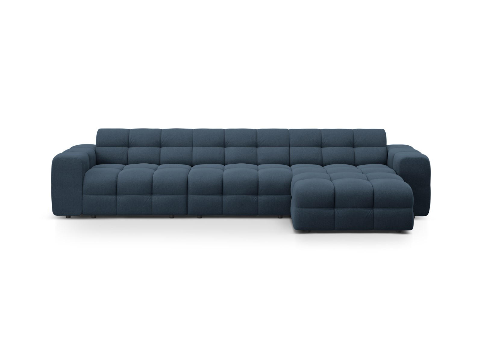 ECKSOFA rechts Kendal aus strukturiertem Stoff marineblau 5 Sitzplätze - Blau, Textil (173/357cm) - Micadoni