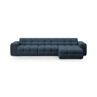ECKSOFA rechts Kendal aus strukturiertem Stoff marineblau 5 Sitzplätze - Blau, Textil (173/357cm) - Micadoni