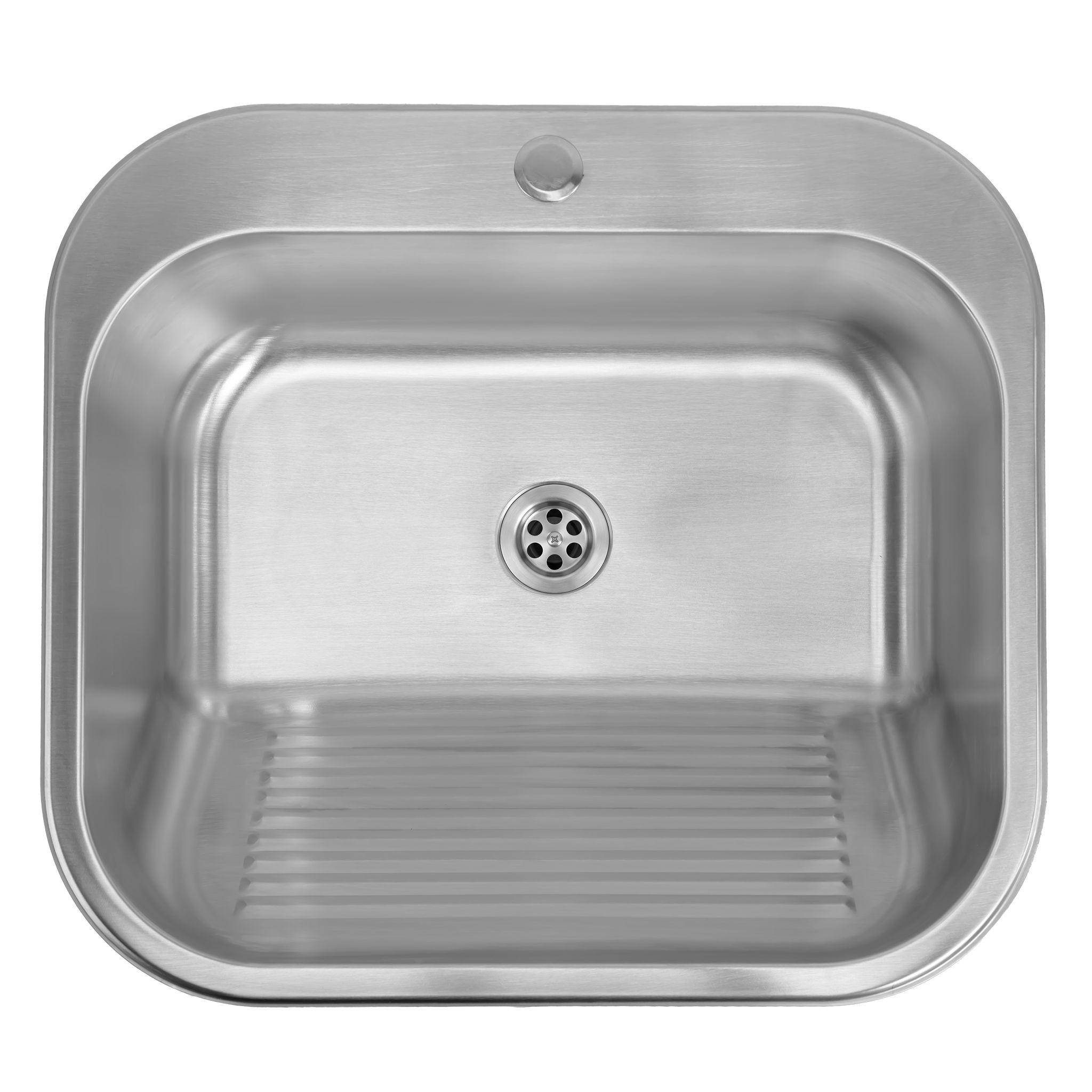AUSGUSSBECKEN Rea 201 Gebürsteter Edelstahl ohne Küchenarmatur - Edelstahlfarben, Metall (55/21.5/50cm) - REA